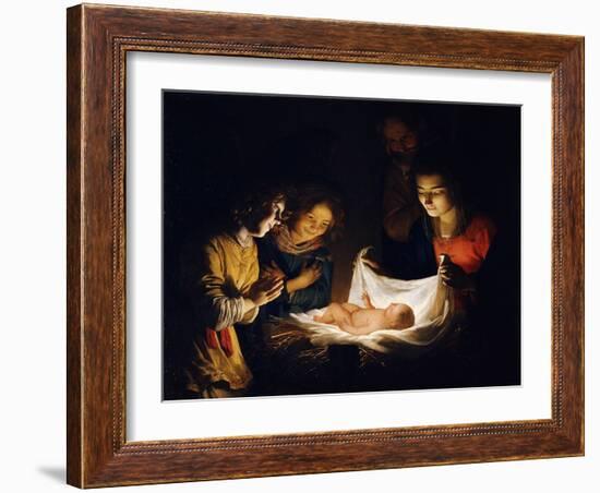 The Adoration of the Christ Child, C. 1620-Gerrit van Honthorst-Framed Giclee Print