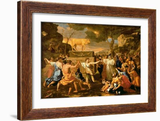 The Adoration of the Golden Calf, Before 1634-Nicolas Poussin-Framed Giclee Print