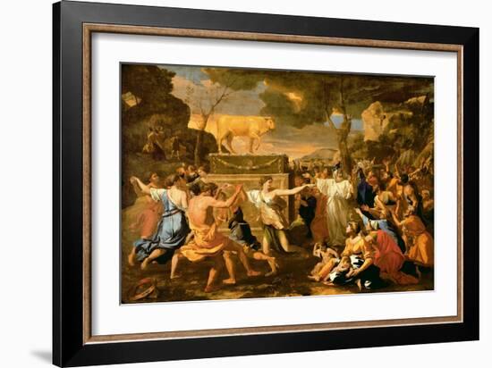 The Adoration of the Golden Calf, Before 1634-Nicolas Poussin-Framed Giclee Print