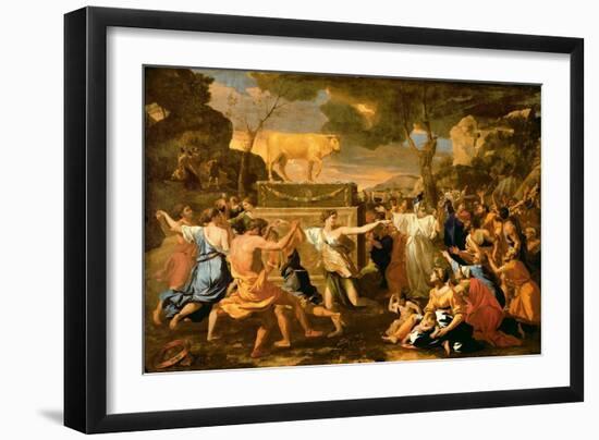The Adoration of the Golden Calf, Before 1634-Nicolas Poussin-Framed Giclee Print