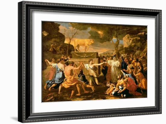 The Adoration of the Golden Calf, Before 1634-Nicolas Poussin-Framed Giclee Print