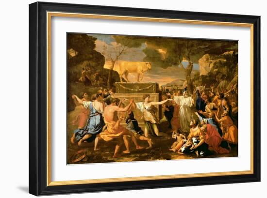 The Adoration of the Golden Calf, Before 1634-Nicolas Poussin-Framed Giclee Print