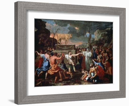 The Adoration of the Golden Calf, C1635-Nicolas Poussin-Framed Giclee Print
