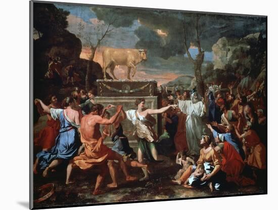 The Adoration of the Golden Calf, C1635-Nicolas Poussin-Mounted Giclee Print