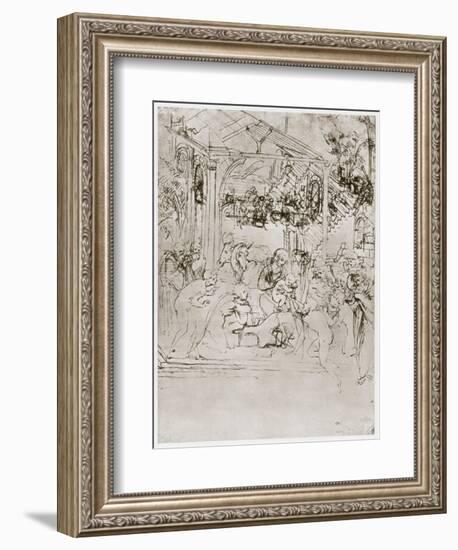 The Adoration of the Kings, C1480-Leonardo da Vinci-Framed Giclee Print