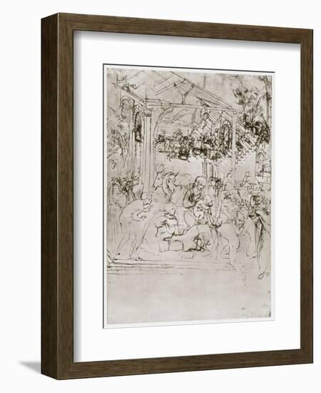 The Adoration of the Kings, C1480-Leonardo da Vinci-Framed Giclee Print