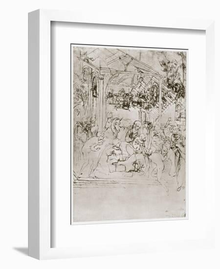 The Adoration of the Kings, C1480-Leonardo da Vinci-Framed Giclee Print