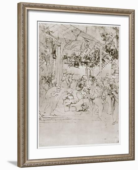 The Adoration of the Kings, C1480-Leonardo da Vinci-Framed Giclee Print