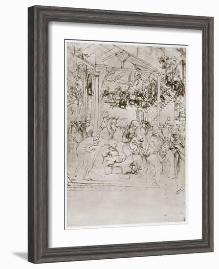 The Adoration of the Kings, C1480-Leonardo da Vinci-Framed Giclee Print