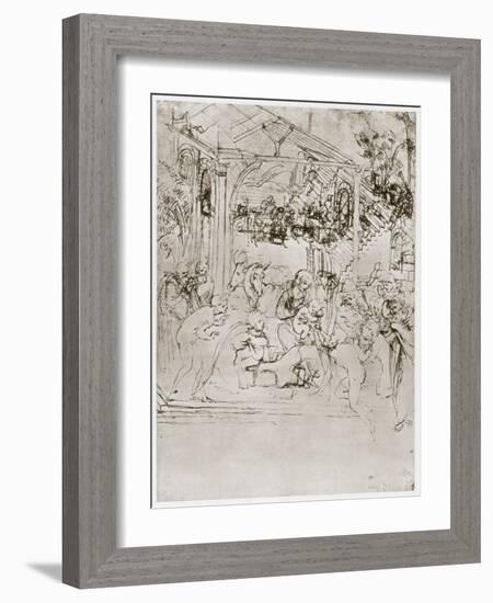 The Adoration of the Kings, C1480-Leonardo da Vinci-Framed Giclee Print