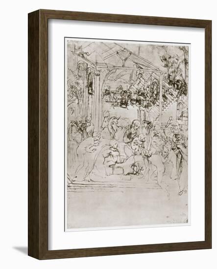 The Adoration of the Kings, C1480-Leonardo da Vinci-Framed Giclee Print