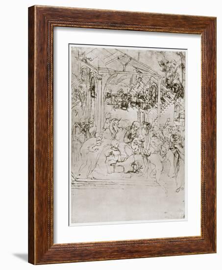 The Adoration of the Kings, C1480-Leonardo da Vinci-Framed Giclee Print