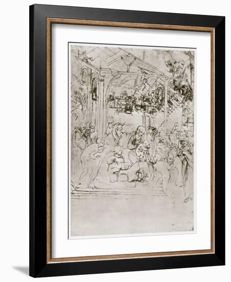 The Adoration of the Kings, C1480-Leonardo da Vinci-Framed Giclee Print