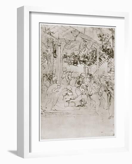 The Adoration of the Kings, C1480-Leonardo da Vinci-Framed Giclee Print