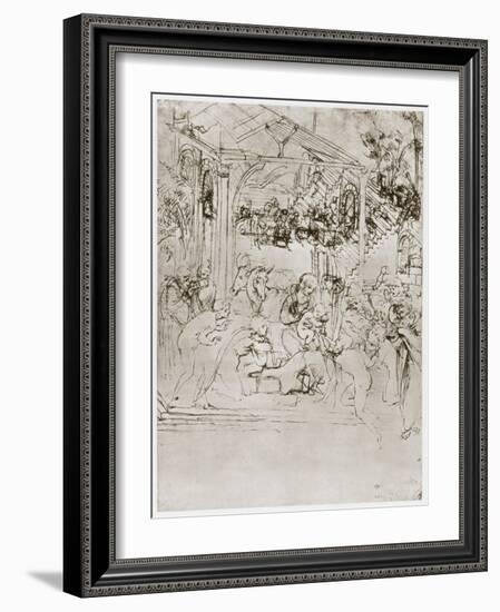 The Adoration of the Kings, C1480-Leonardo da Vinci-Framed Giclee Print