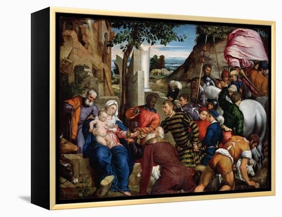 The Adoration of the Kings, Early 1540s-Jacopo Bassano-Framed Premier Image Canvas