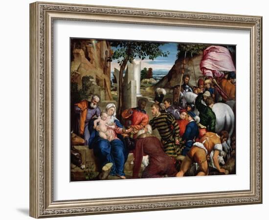 The Adoration of the Kings, Early 1540s-Jacopo Bassano-Framed Giclee Print