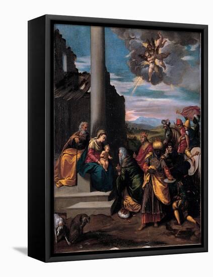 The Adoration of the Magi, 1575-1580-Ippolito Scarsellino-Framed Premier Image Canvas