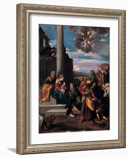 The Adoration of the Magi, 1575-1580-Ippolito Scarsellino-Framed Giclee Print