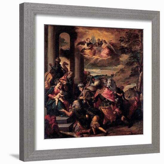 The Adoration of the Magi, 1580-Ippolito Scarsellino-Framed Giclee Print