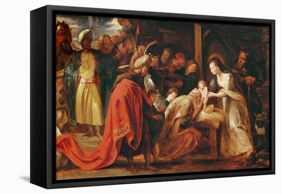 The Adoration of the Magi, C.1617-18 (Oil on Canvas)-Peter Paul Rubens-Framed Premier Image Canvas