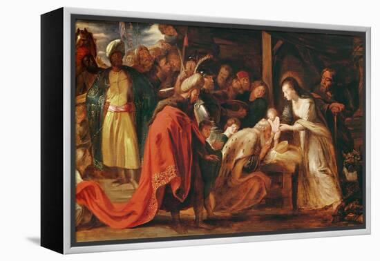 The Adoration of the Magi, C.1617-18 (Oil on Canvas)-Peter Paul Rubens-Framed Premier Image Canvas