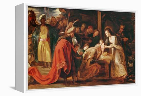 The Adoration of the Magi, C.1617-18 (Oil on Canvas)-Peter Paul Rubens-Framed Premier Image Canvas