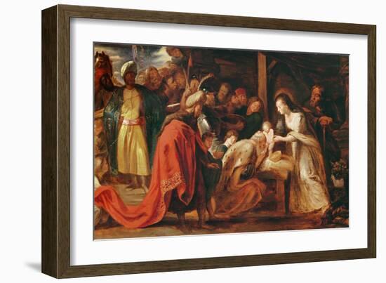 The Adoration of the Magi, C.1617-18 (Oil on Canvas)-Peter Paul Rubens-Framed Giclee Print