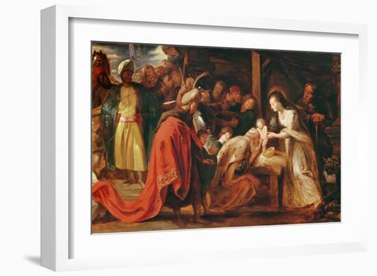 The Adoration of the Magi, C.1617-18 (Oil on Canvas)-Peter Paul Rubens-Framed Giclee Print