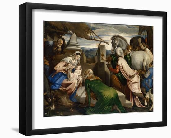 The Adoration of the Magi, Ca 1555-Jacopo Bassano-Framed Giclee Print