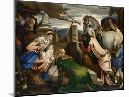 The Adoration of the Magi, Ca 1555-Jacopo Bassano-Mounted Giclee Print