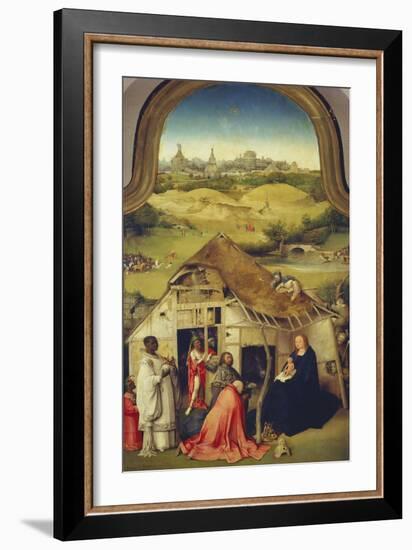 The Adoration of the Magi. (Center Panel of the Epiphany Altarpiece), about 1510-Hieronymus Bosch-Framed Giclee Print