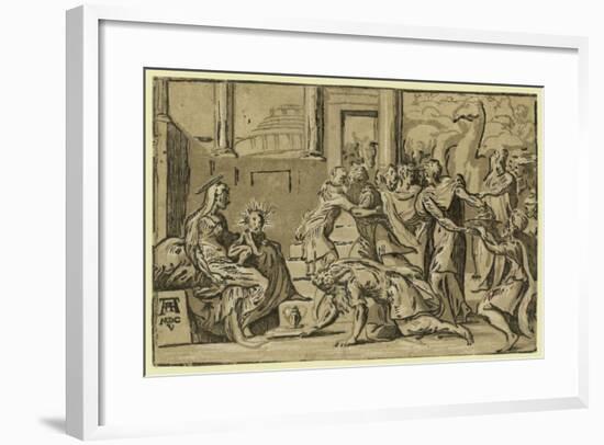 The Adoration of the Magi. Chiaroscuro Woodcut-null-Framed Giclee Print