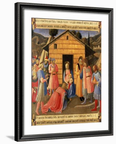 The Adoration of the Magi, Detail from Panel One of the Silver Treasury of Santissima Annunziata-Fra Angelico-Framed Giclee Print