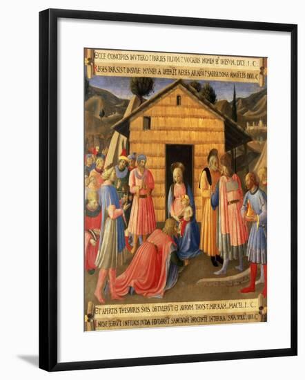 The Adoration of the Magi, Detail from Panel One of the Silver Treasury of Santissima Annunziata-Fra Angelico-Framed Giclee Print