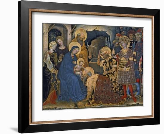 The Adoration of the Magi, Detail of Virgin and Child with Three Kings, 1423-Gentile Da Fabriano-Framed Giclee Print