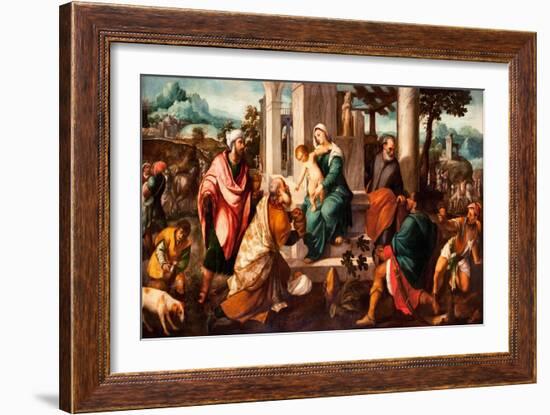 The Adoration of the Magi, Early16th C-Bonifacio Veronese-Framed Giclee Print