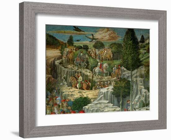 The Adoration of the Magi. Fresco (1459).-Benozzo Gozzoli-Framed Giclee Print