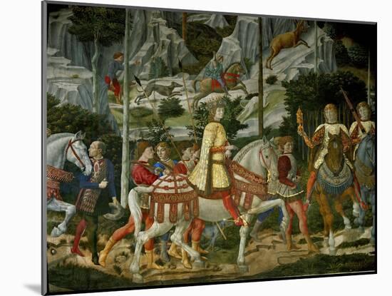 The Adoration of the Magi. Lorenzo il Magnifico. Close-up of Lorenzo il Magnifico and his courtiers-Benozzo Gozzoli-Mounted Giclee Print