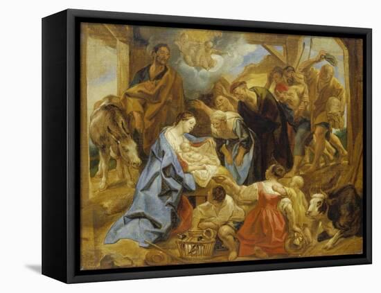 The Adoration of the Sheperds, 1653-Jacob Jordaens-Framed Premier Image Canvas