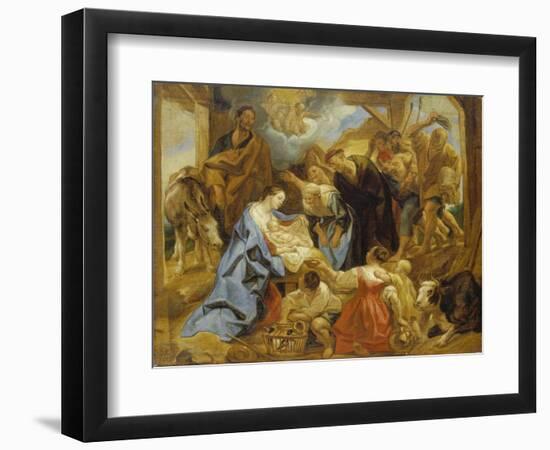 The Adoration of the Sheperds, 1653-Jacob Jordaens-Framed Giclee Print