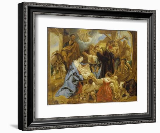 The Adoration of the Sheperds, 1653-Jacob Jordaens-Framed Giclee Print