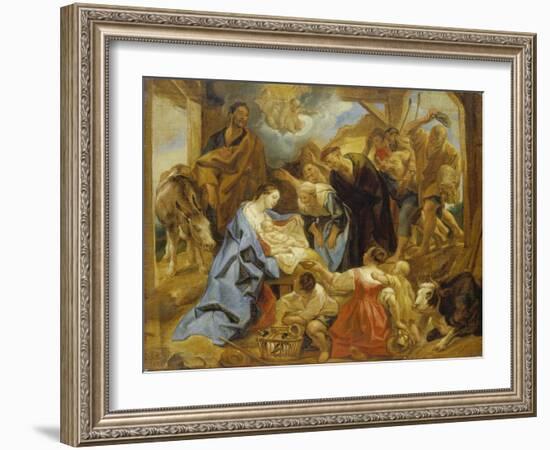 The Adoration of the Sheperds, 1653-Jacob Jordaens-Framed Giclee Print