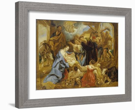 The Adoration of the Sheperds, 1653-Jacob Jordaens-Framed Giclee Print