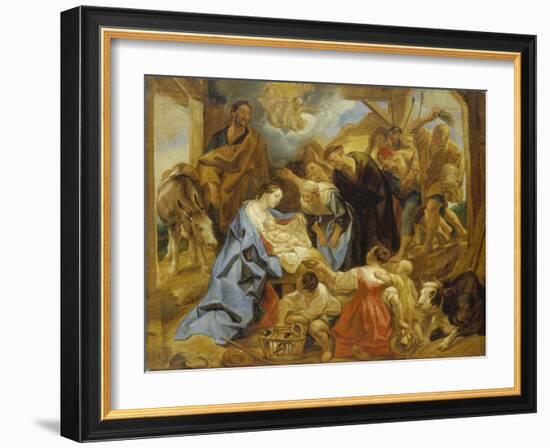 The Adoration of the Sheperds, 1653-Jacob Jordaens-Framed Giclee Print