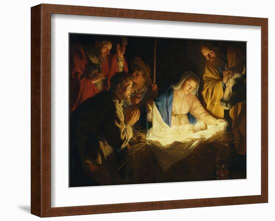 The Adoration of the Shepherds, 1622-Gerrit van Honthorst-Framed Giclee Print