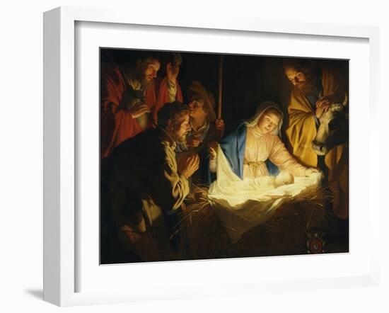 The Adoration of the Shepherds, 1622-Gerrit van Honthorst-Framed Giclee Print