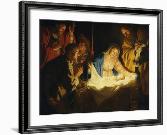 The Adoration of the Shepherds, 1622-Gerrit van Honthorst-Framed Giclee Print