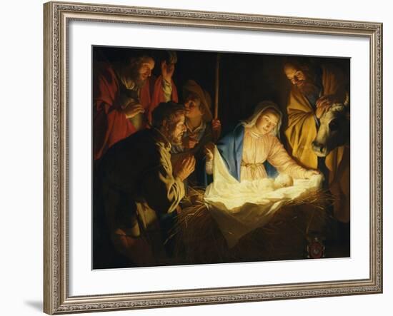 The Adoration of the Shepherds, 1622-Gerrit van Honthorst-Framed Giclee Print