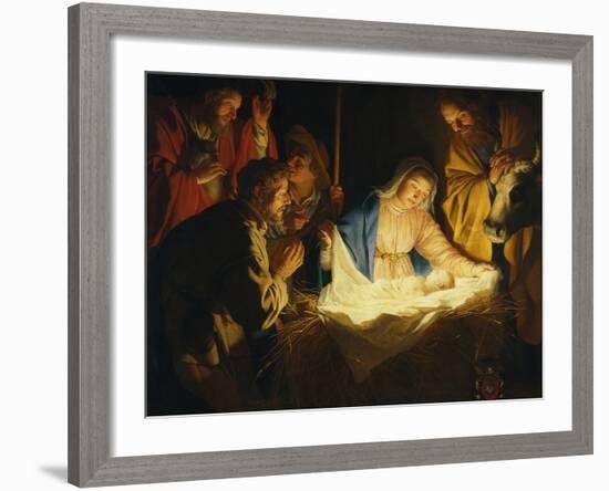 The Adoration of the Shepherds, 1622-Gerrit van Honthorst-Framed Giclee Print